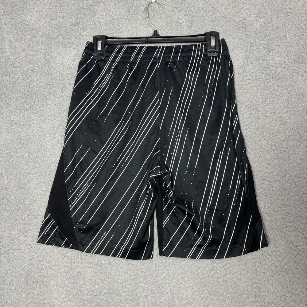 Nike Boys XL Dri-FIT Basketball Shorts Black White Striped Athletic Gym 1663